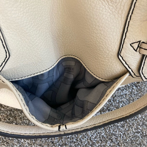 Aimee Kestenberg Large Cream Pebbled Leather Bag Top Handle Cross body 10x13 - Picture 6 of 6